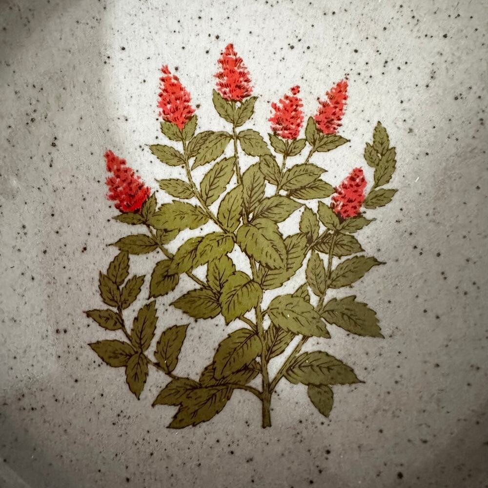 Takahashi San Francisco Japan Red Wildflower Painted Speckled Ashtray Vintage - Picture 2 of 6